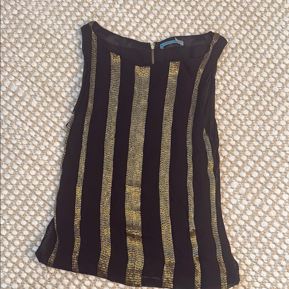 Black and Gold Striped Sleeveless Top